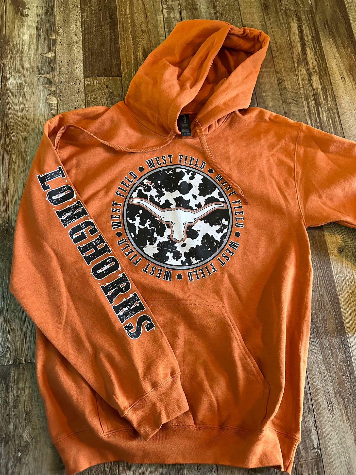 Orange WF Cow print Hoodie, Adult